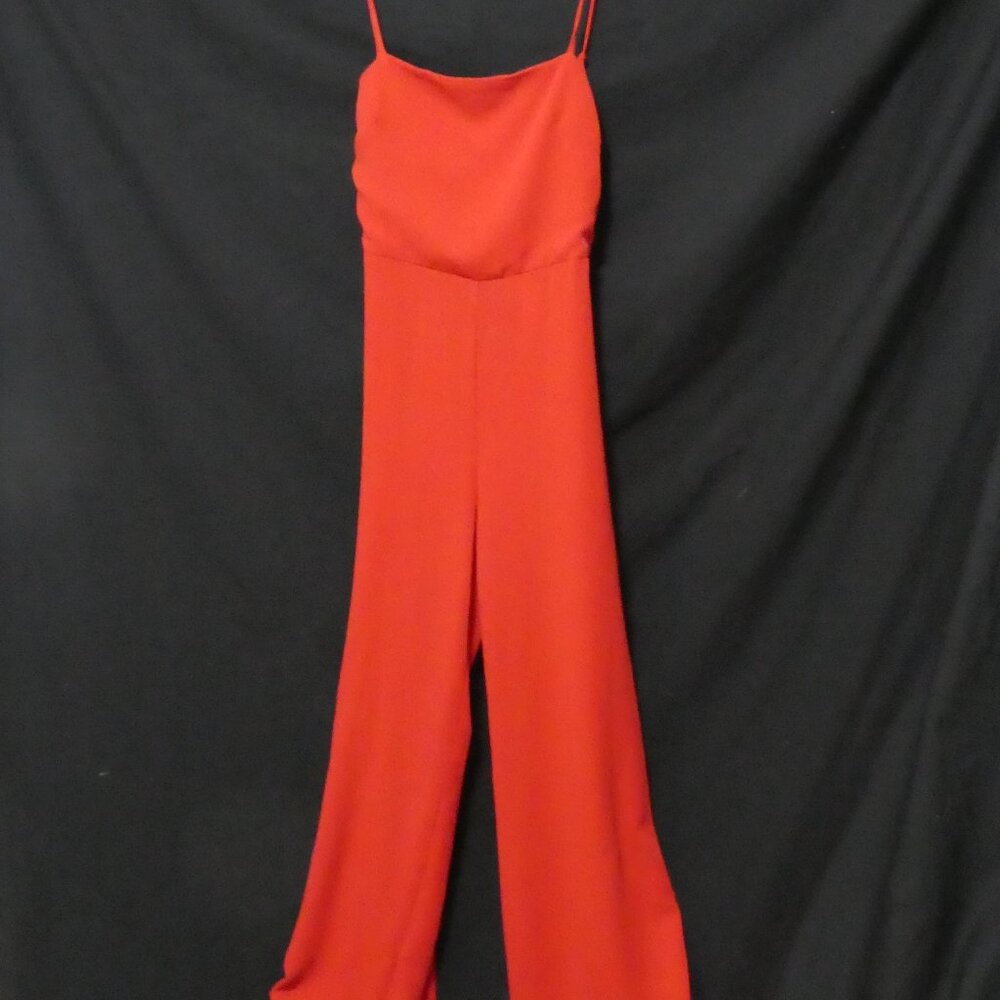 SHOP 17 | medium | Gorgeous Textured Red Jumpsuit | Wide Legs | Spaghetti Straps